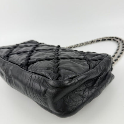 Chanel CC Logo Ultra Stitch Chain Shoulder Bag Black Leather Vintage — view 11