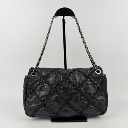 Chanel CC Logo Ultra Stitch Chain Shoulder Bag Black Leather Vintage — view 4
