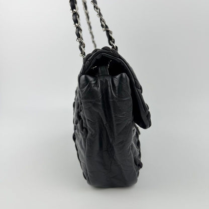 Chanel CC Logo Ultra Stitch Chain Shoulder Bag Black Leather Vintage — view 6