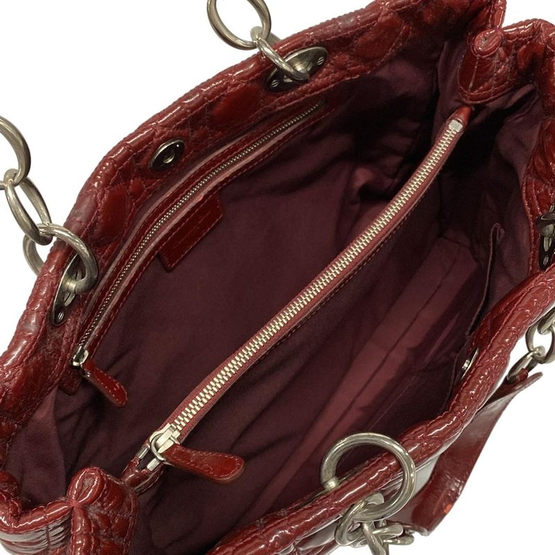 Dior/christian Dior Tote Bag Canage Stitch Red Chain Shoulder Leather