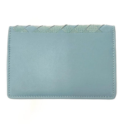 Bottega Veneta Leather Intrecciato Card Case Blue 371638 Card Case