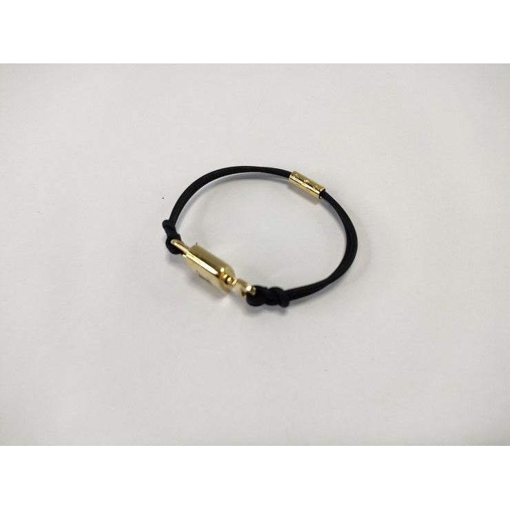 Louis Vuitton Bracelet LV Padlock Gold Black Leather Metal — view 3