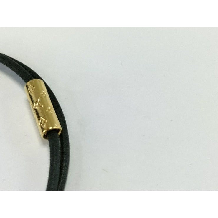 Louis Vuitton Bracelet LV Padlock Gold Black Leather Metal — view 9