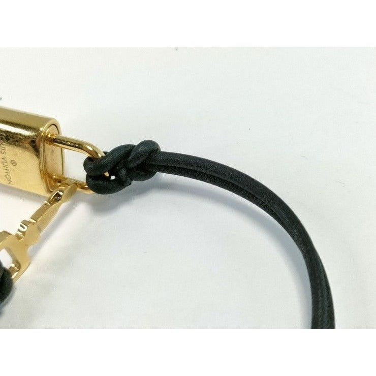Louis Vuitton Bracelet LV Padlock Gold Black Leather Metal — view 10