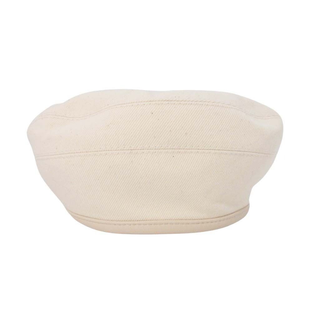 Hermes Gabrielle Beret Denim Leather Trim Series Button Hat 57 cm Ivory Handbag