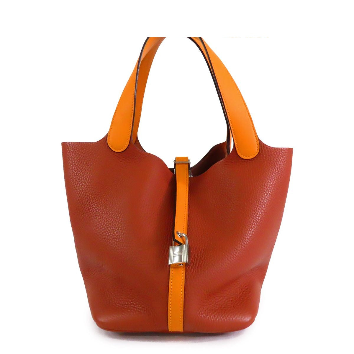 Hermes Picotin Lock Touch MM Cuible Jaune d'Or Silver Taurillon Handbag