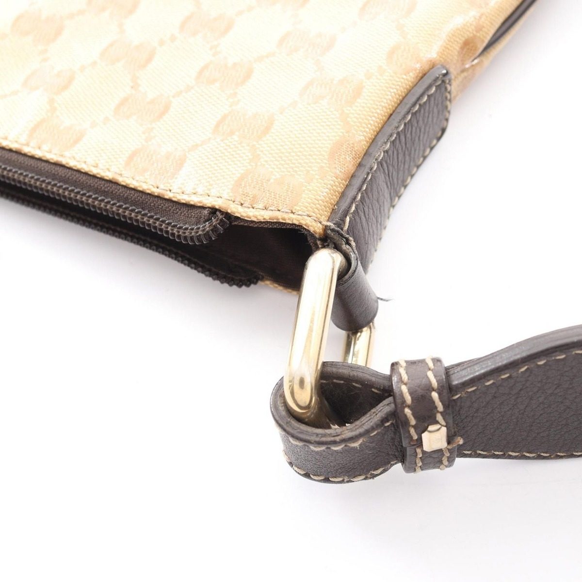 Gucci Shoulder Bag GG Crystal Beige Canvas Leather — view 6