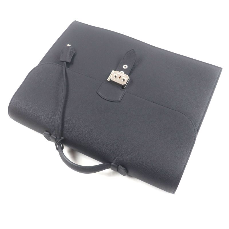 Hermes Sac A Depeches 38 Togo Silver Hardware Leather Briefcase Black With K