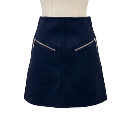 Louis Vuitton Monogram Skirt Wool Navy Silver