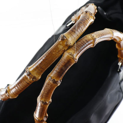 Gucci Bamboo Bag 002-2058-0412-5 Nylon Canvas And Leather Black Unisex Tote Bag