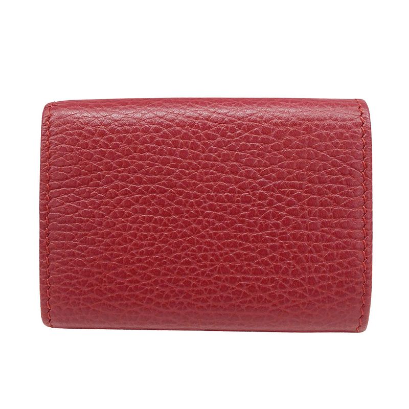 Gucci Wallet Women's Branded Trifold Wallet Petit Marmont Leather Red 523277