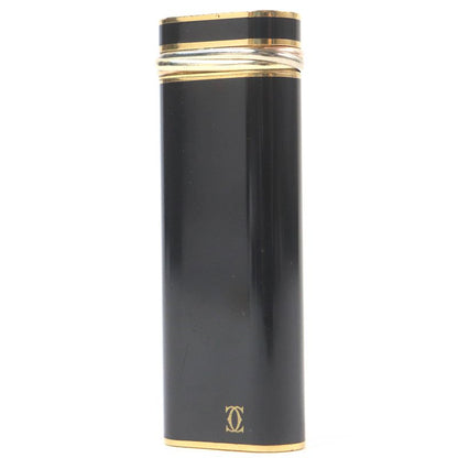Cartier Trinity Deubre C Oval Shape Smoking Tool Gas Lighter Black Gold Swiss