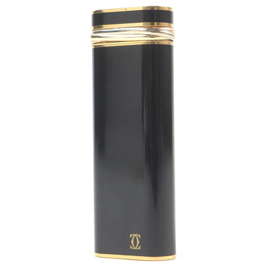 Cartier Trinity Deubre C Oval Shape Smoking Tool Gas Lighter Black Gold Swiss
