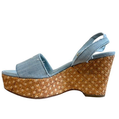 Chanel Coco Mark Open Toe Ankle Strap Wedge Sole Sandals 34 1/2 21.5cm (8.46in)