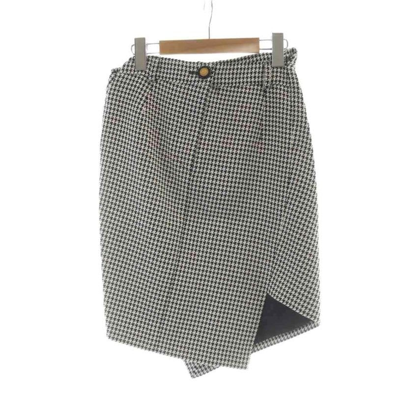 Balenciaga 2020 Tight Skirt Logo Houndstooth Pattern 34 XXS White Black