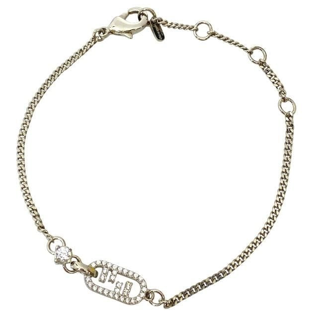Fendi 8 Ah428 Bracelet O'lock Bangle Accessories Crystal Metal Silver