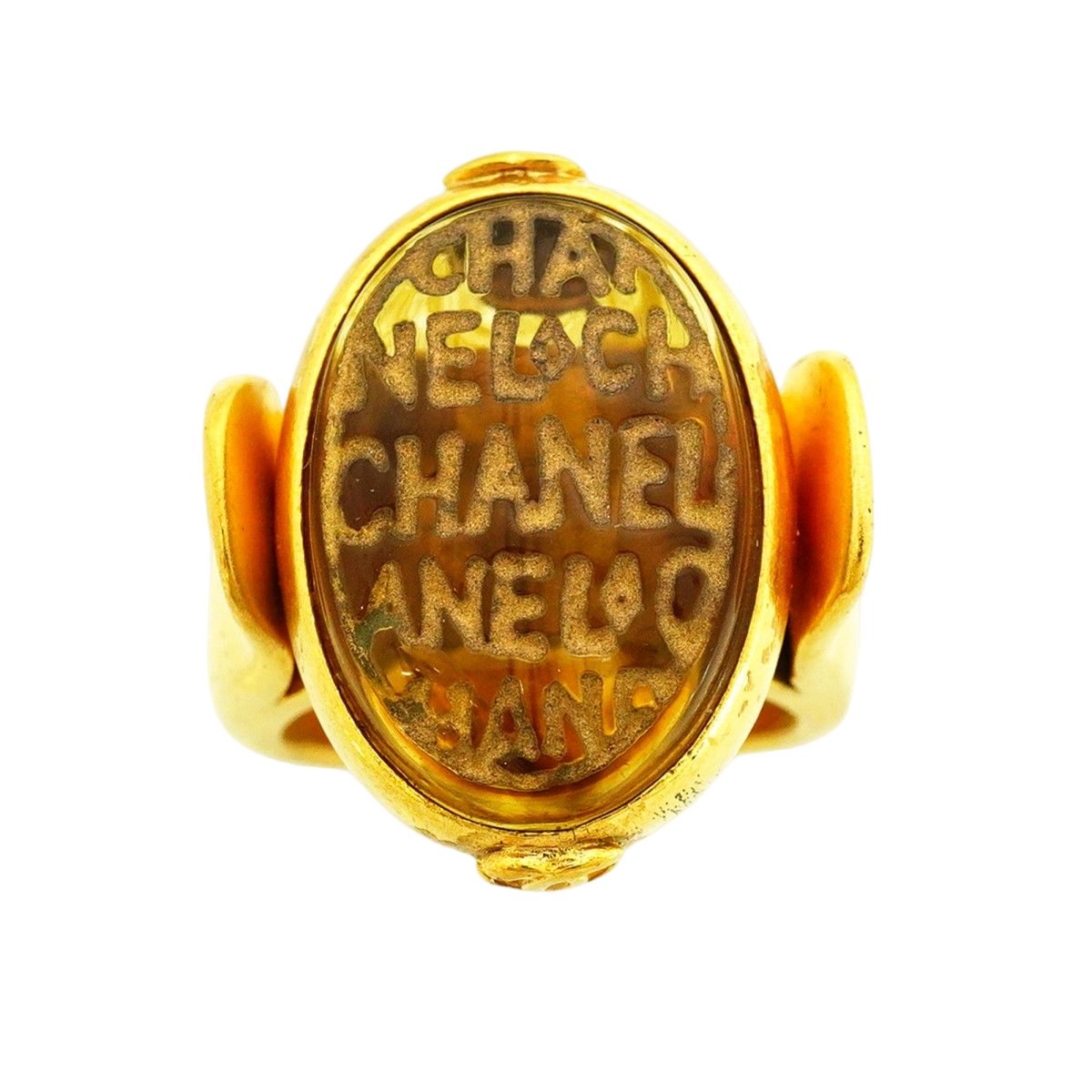 Chanel Ring Vintage CC Logo Gold Plated Gripoix — view 2