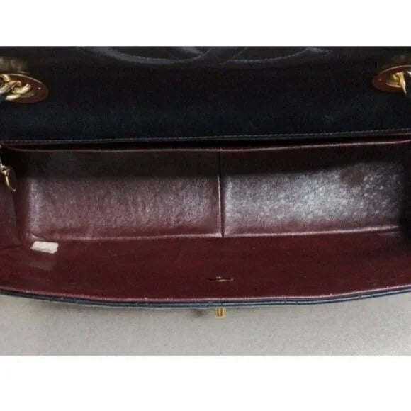 Authentic CHANEL Jumbo Maxi XL 24K Gold Flap Bag Lambskin Chain Shoulder Black — view 12