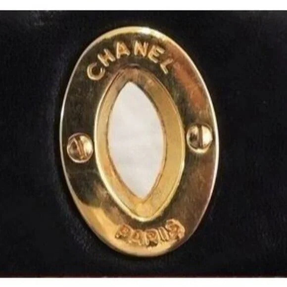Authentic CHANEL Jumbo Maxi XL 24K Gold Flap Bag Lambskin Chain Shoulder Black — view 14