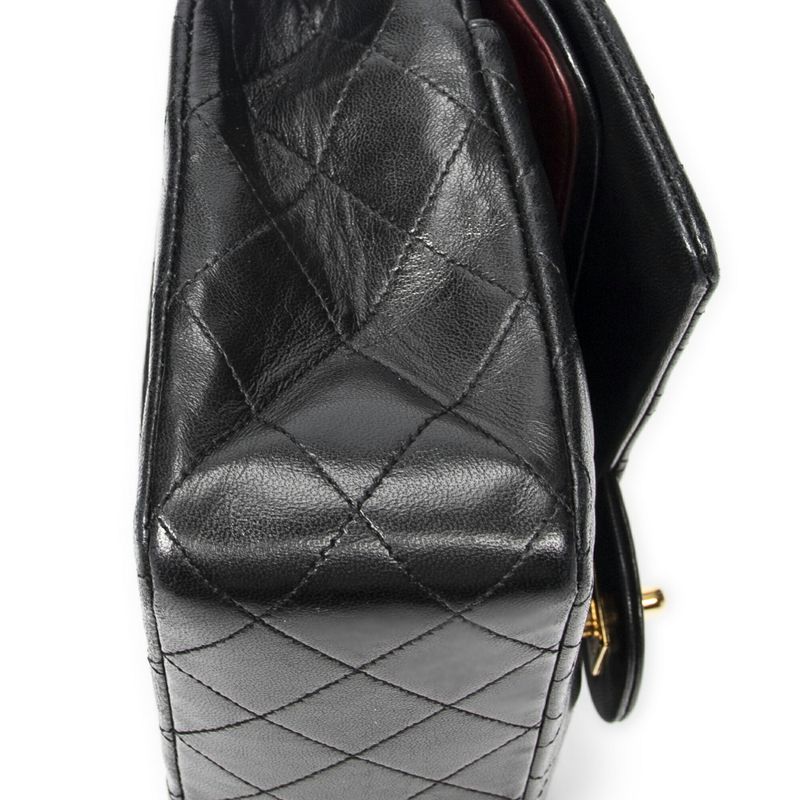 Chanelmatelasse W Flap Black Matelasse Lambskin Leather A