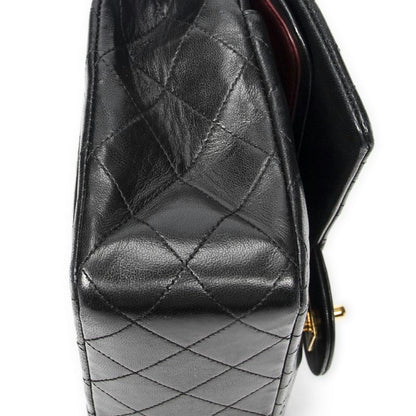 Chanelmatelasse W Flap Black Matelasse Lambskin Leather A