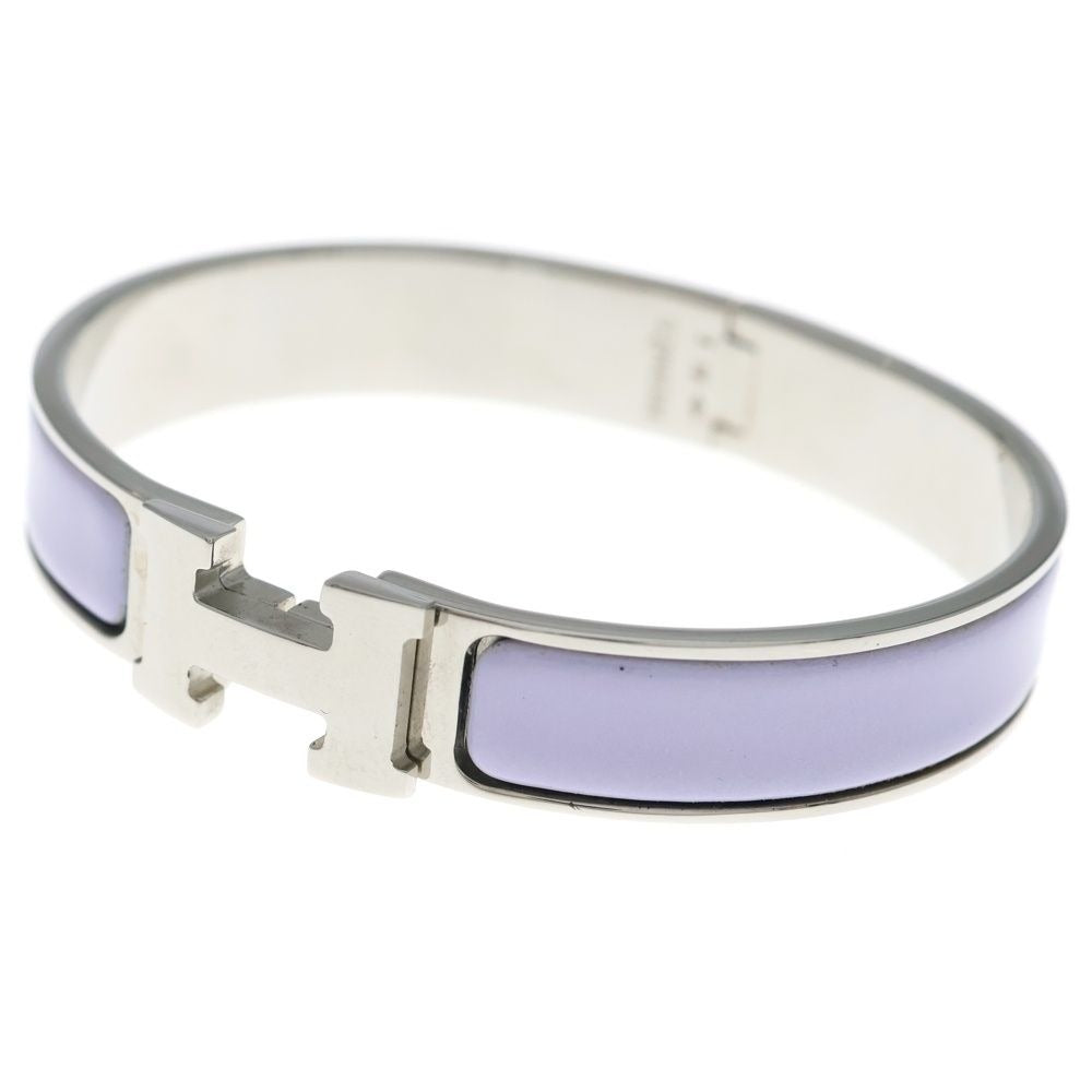 Hermes Clic Clac Bangle Bracelet Silver Light Purple