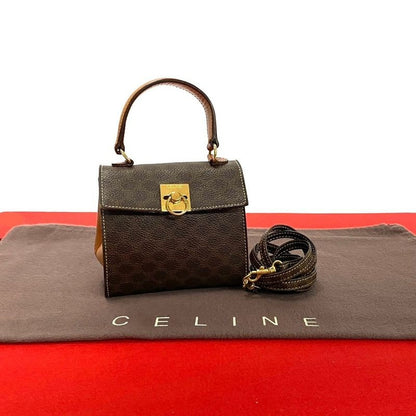 Celine Vintage Macadam Blason Ring Hardware Leather 2-Way Mini Handbag Shoulder