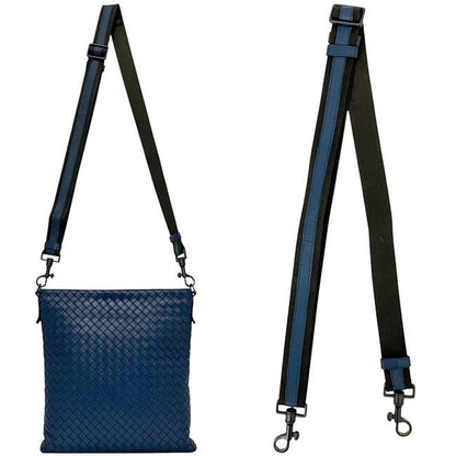 Bottega Veneta Shoulder Bag Blue Intrecciato Excellent Condition Leather