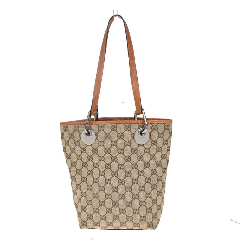 Gucci Shoulder Tote Bag Canvas Leather Brown 36ka917