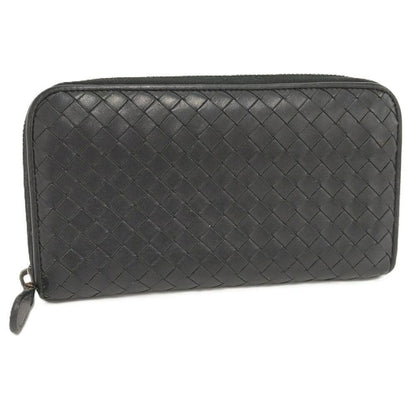 Bottega Veneta Zip Around Wallet Intrecciato Black