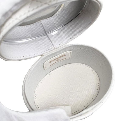 Chanel Shoulder Bag Vanity Mini Matelasse Lambskin Coco Mark Chain White Gold