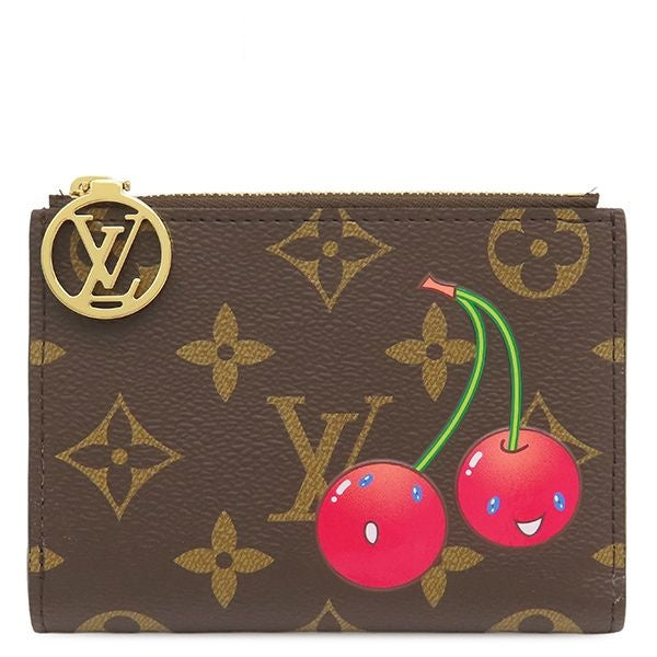 Louis Vuitton Bifold Wallet LV TM Portefeuille Lisa Monogram Canvas Cherry Gold