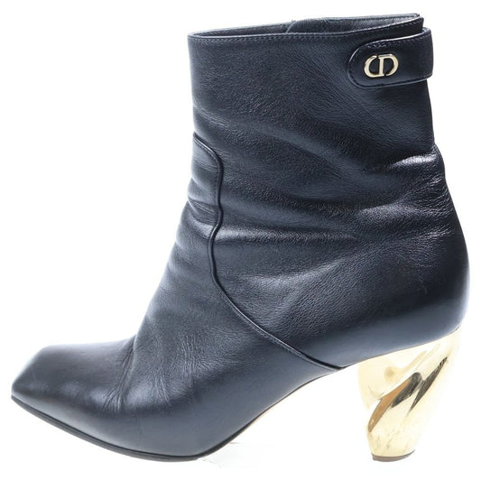 Dior Metal Heel Leather Booties Black