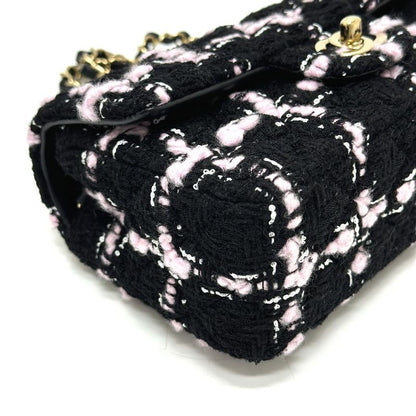 Chanel Shoulder Bag Mini Matelasse Mini Tweed Black