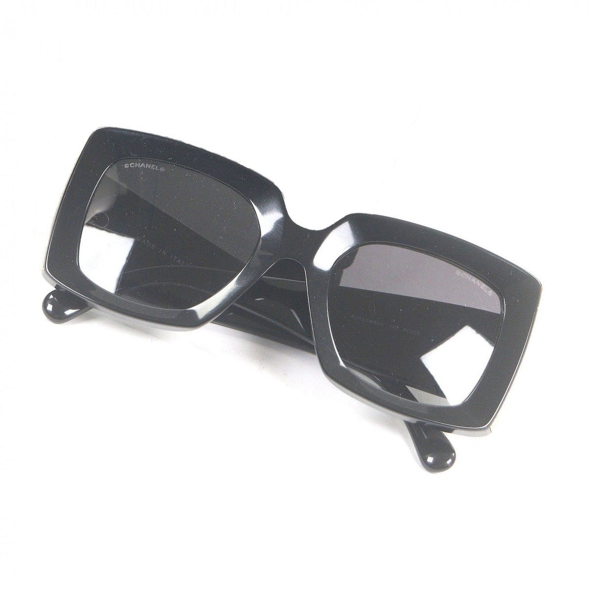 Chanel CC Logo Rectangle Shape Eyewear Sunglasses Book Gold