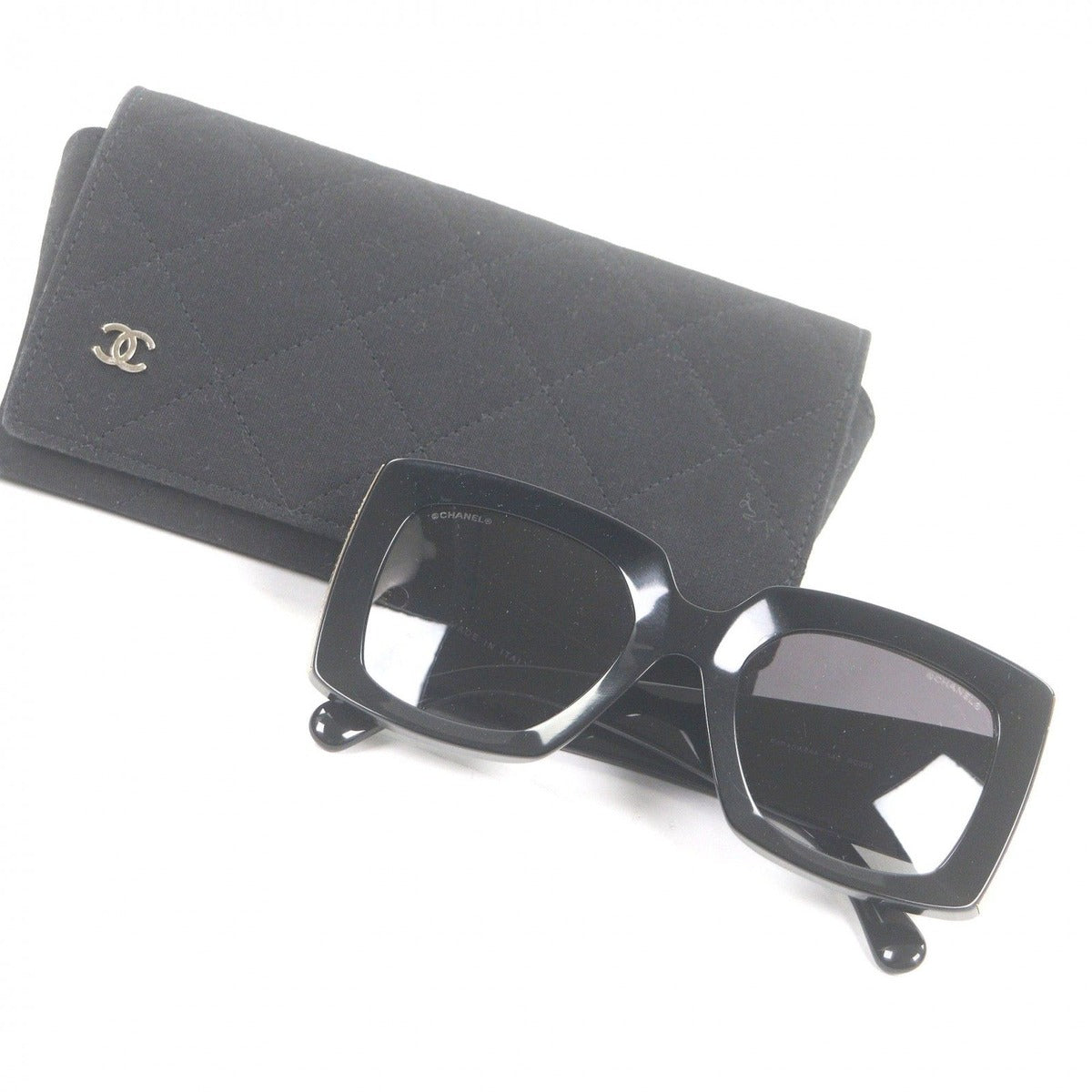 Chanel CC Logo Rectangle Shape Eyewear Sunglasses Book Gold — view 2