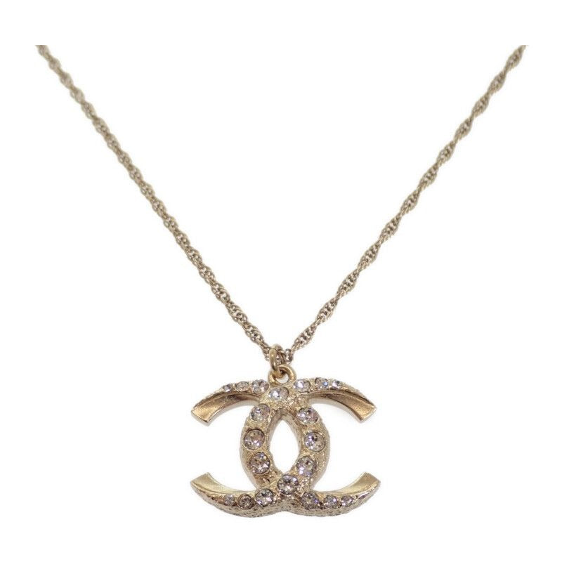 Chanel Coco Mark Necklace Metal Crystal Gold