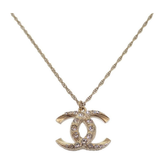 Chanel Coco Mark Necklace Metal Crystal Gold