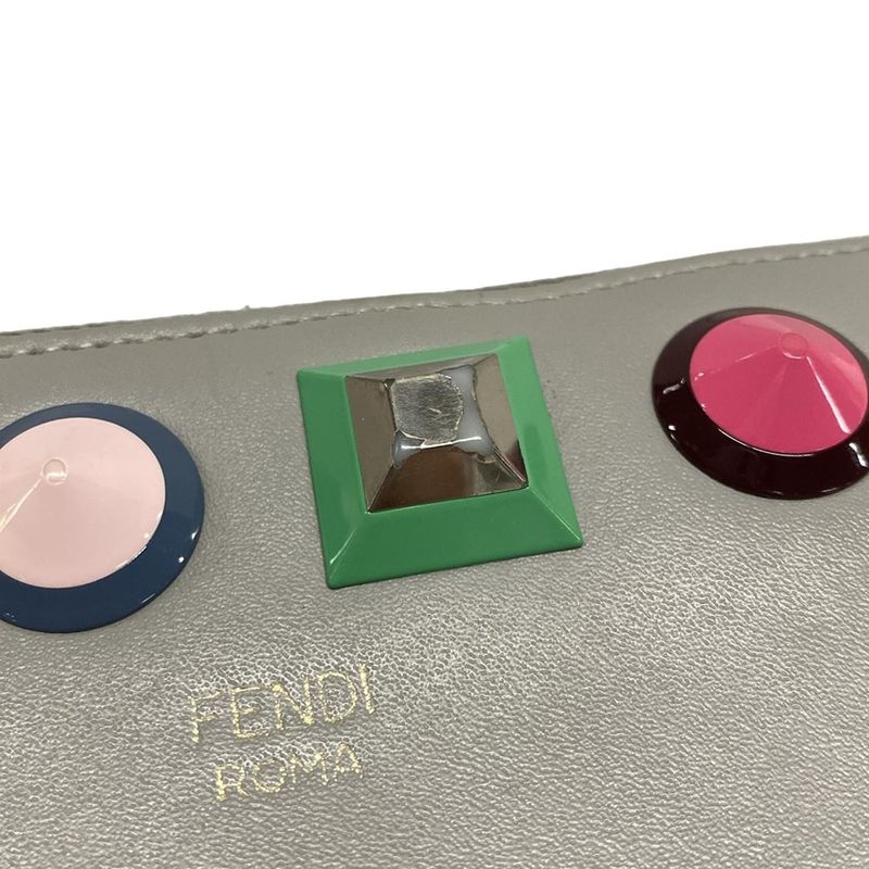 Fendi Long Wallet Zip Around Wallet 8m0299 Ivory And Multi Round Zipper/multi-st