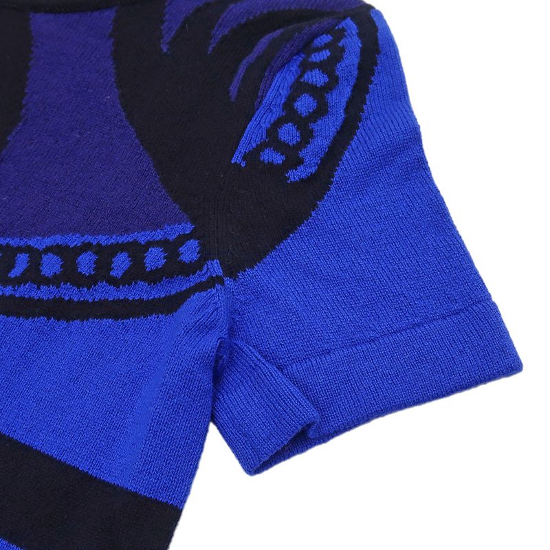 Hermes Short Sleeve Knit Morning Walk 34 Size Blue 2h2645d2 Cashmere