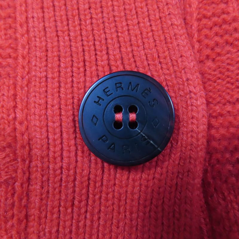 Hermes 2022 100% Wool H Motif Serie Buttons Long Sleeves Knit Cardigan Red