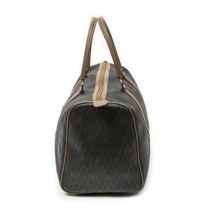 Dior Vintage Small Travel Boston Dark Gray Brown Honeycomb Canvas Shoulder Bag — view 3