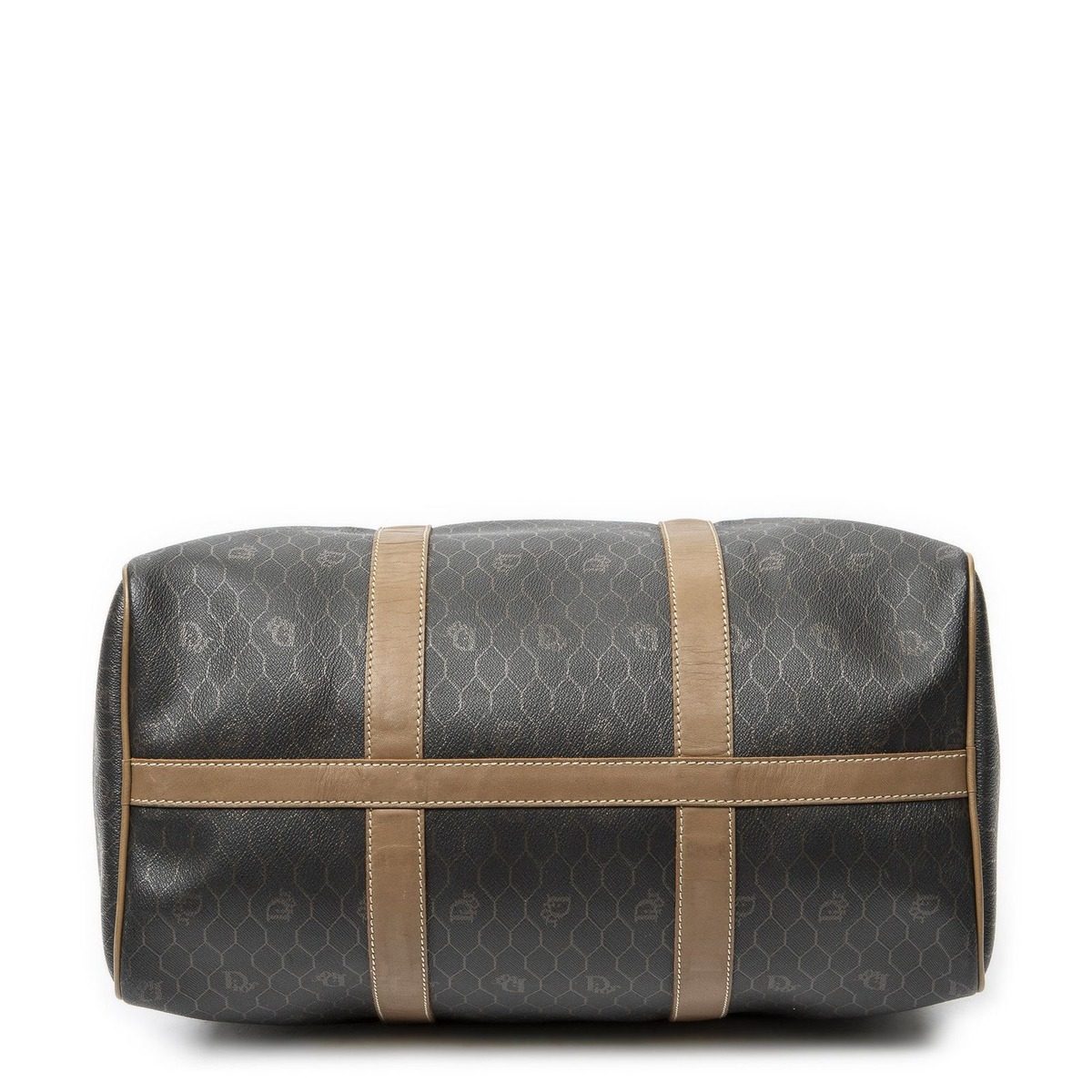 Dior Vintage Small Travel Boston Dark Gray Brown Honeycomb Canvas Shoulder Bag — view 6