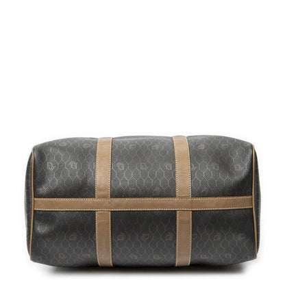 Dior Vintage Small Travel Boston Dark Gray Brown Honeycomb Canvas Shoulder Bag — view 6