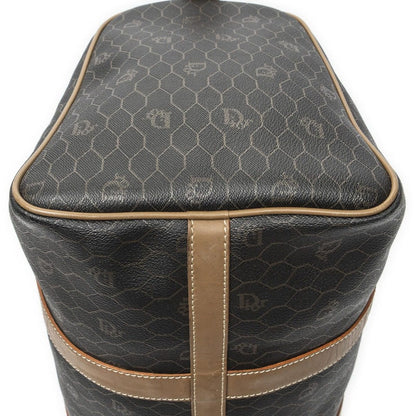 Dior Vintage Small Travel Boston Dark Gray Brown Honeycomb Canvas Shoulder Bag — view 7