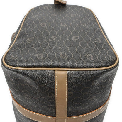 Dior Vintage Small Travel Boston Dark Gray Brown Honeycomb Canvas Shoulder Bag — view 8