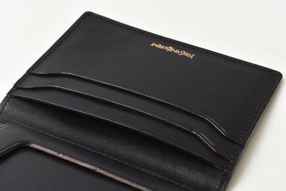 Saint Laurent Card Case Pass Case YSL Saint Laurent Leather Vintage Dark Brown