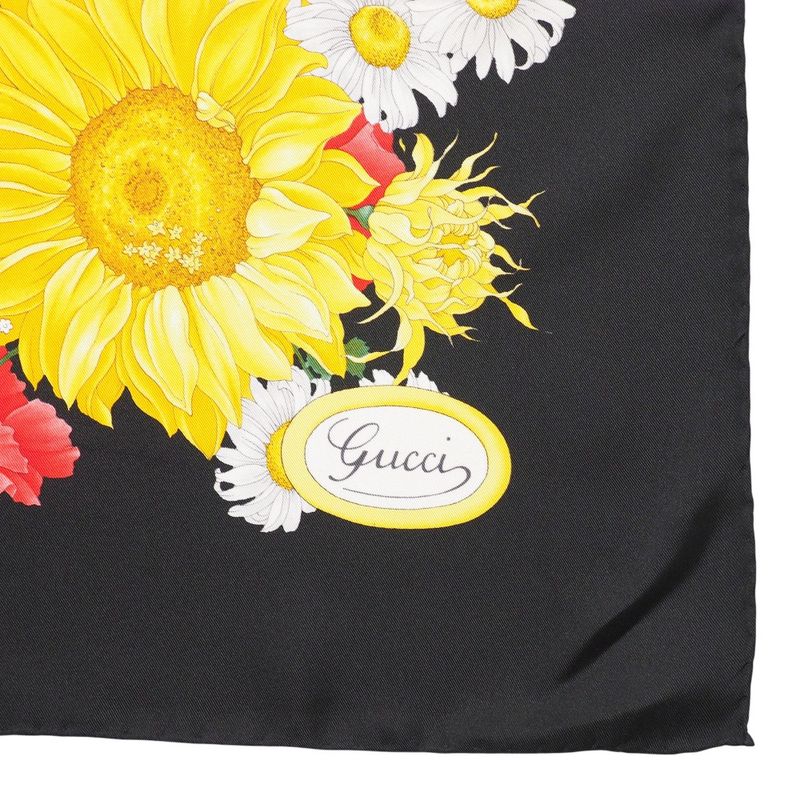 Gucci Vintage Scarf Straw Hat Floral Pattern Belt Motif Total Silk 20250621