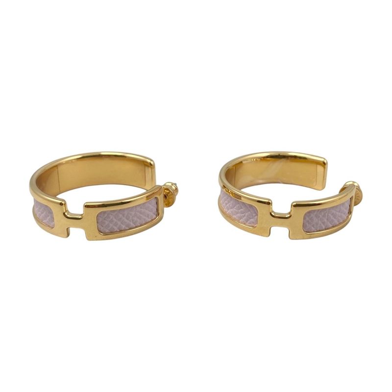 Hermes Earrings Olympe H011123cc09 Vaux Epson Mauve Pearl Pink Gold Hermes