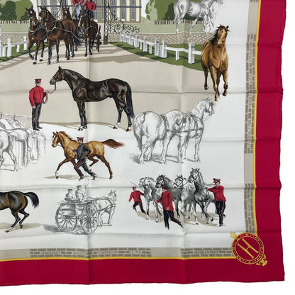 Hermes Scarf Silk Carre 90 les Haras Nationaux National Stallion Farm Red — view 5